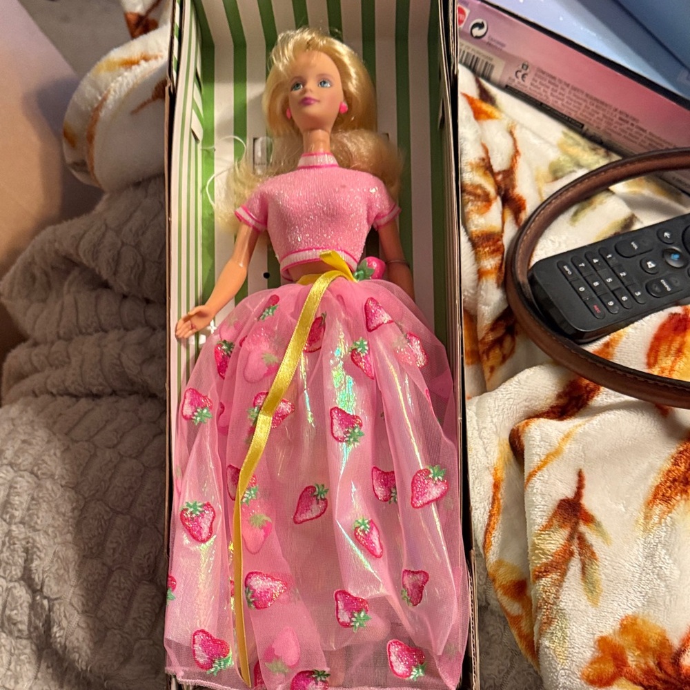 Pink Doll with Strawberry Dress